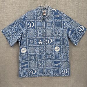 Reyn Spooner Los Angeles Dodgers Aloha Shirt Sz XXL Blue White Bandana MLB Kloth